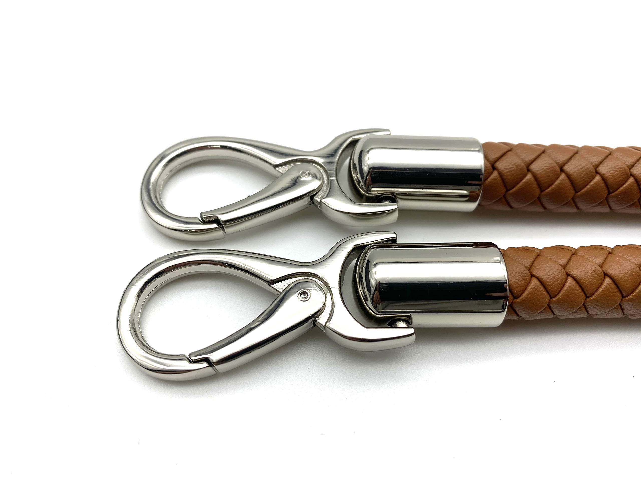Lot de 2 poignées de sac à main en similicuir avec crochets Marron foncé mat 63,5 cm