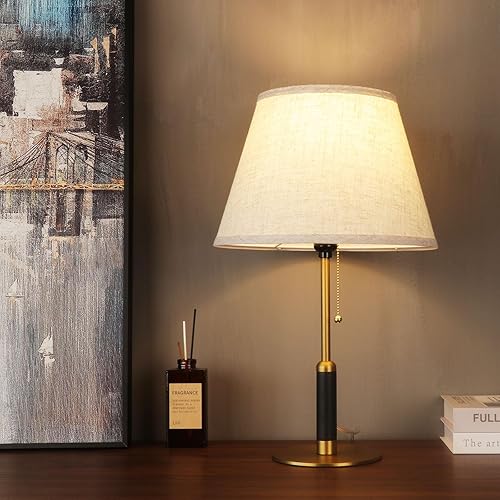 Miniatura 8 de 21" Bedside Lamps for Bedroom Living Room Modern Table Lamp Nightstand Lamp for End Tables 3-Color Temperatures Pull Chain Switch Wood Fabric for