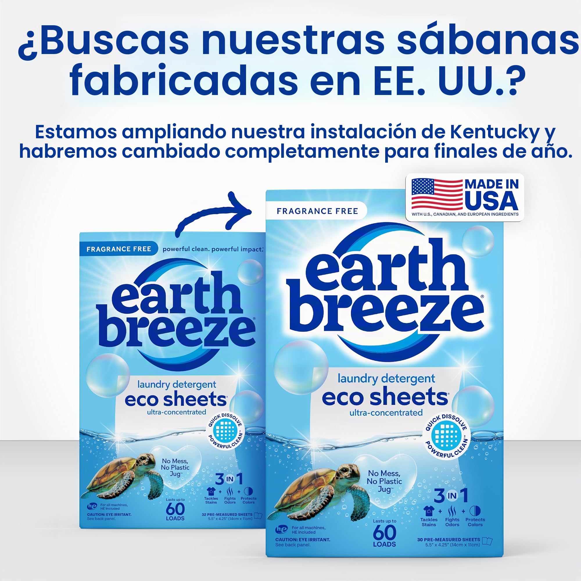 Earth Breeze Laundry Detergent Sheets Fragrance-Free - 60 Loads Eco Liquidless Soap - Travel-Friendly for Hot & Cold Cycles, Tackles Tough Stains & Odors - Gentle on Sensitive Skin, 30 Ct