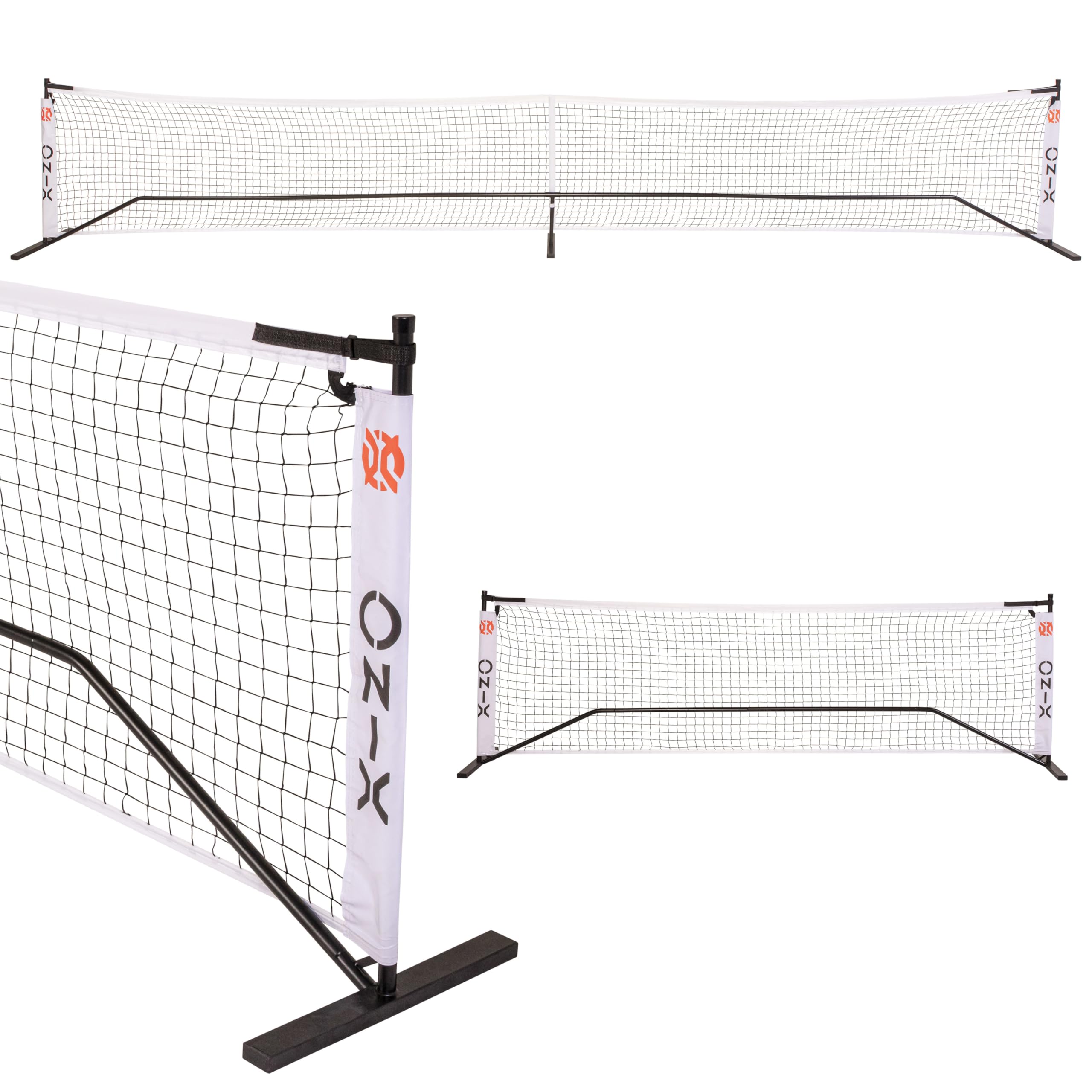 ONIX Pickleball Netz, 2-in-1 tragbares Netz und Übungsnetz-Set, inkl. Tragetasche mit Rollen, Weiß