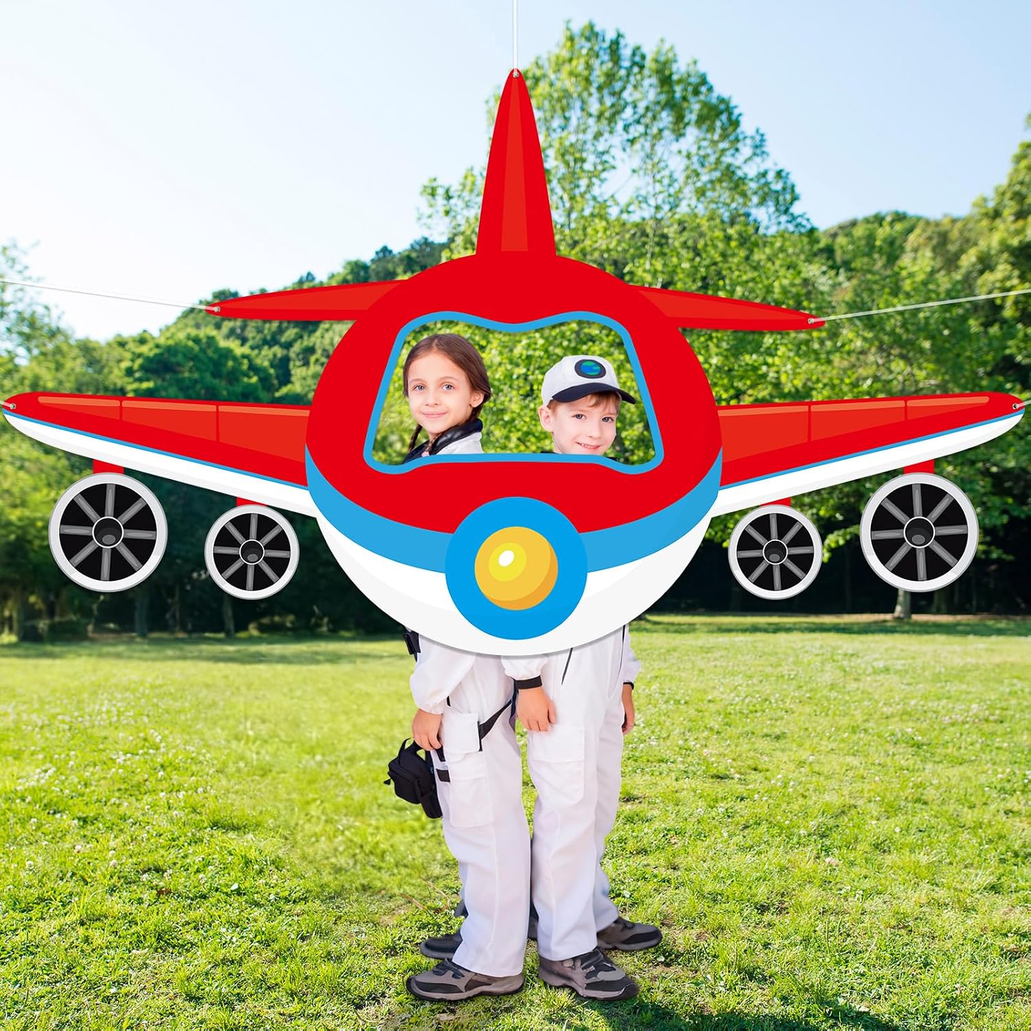 Airplane Shaped Photo Prop Party Decoration Fabric Aircraft Photo Booth Prop Red Helicopter Plane Selfie Frame Backdrop for Baby Shower Birthday Party Supplies Photos Background Banner Decor 71×41Inch