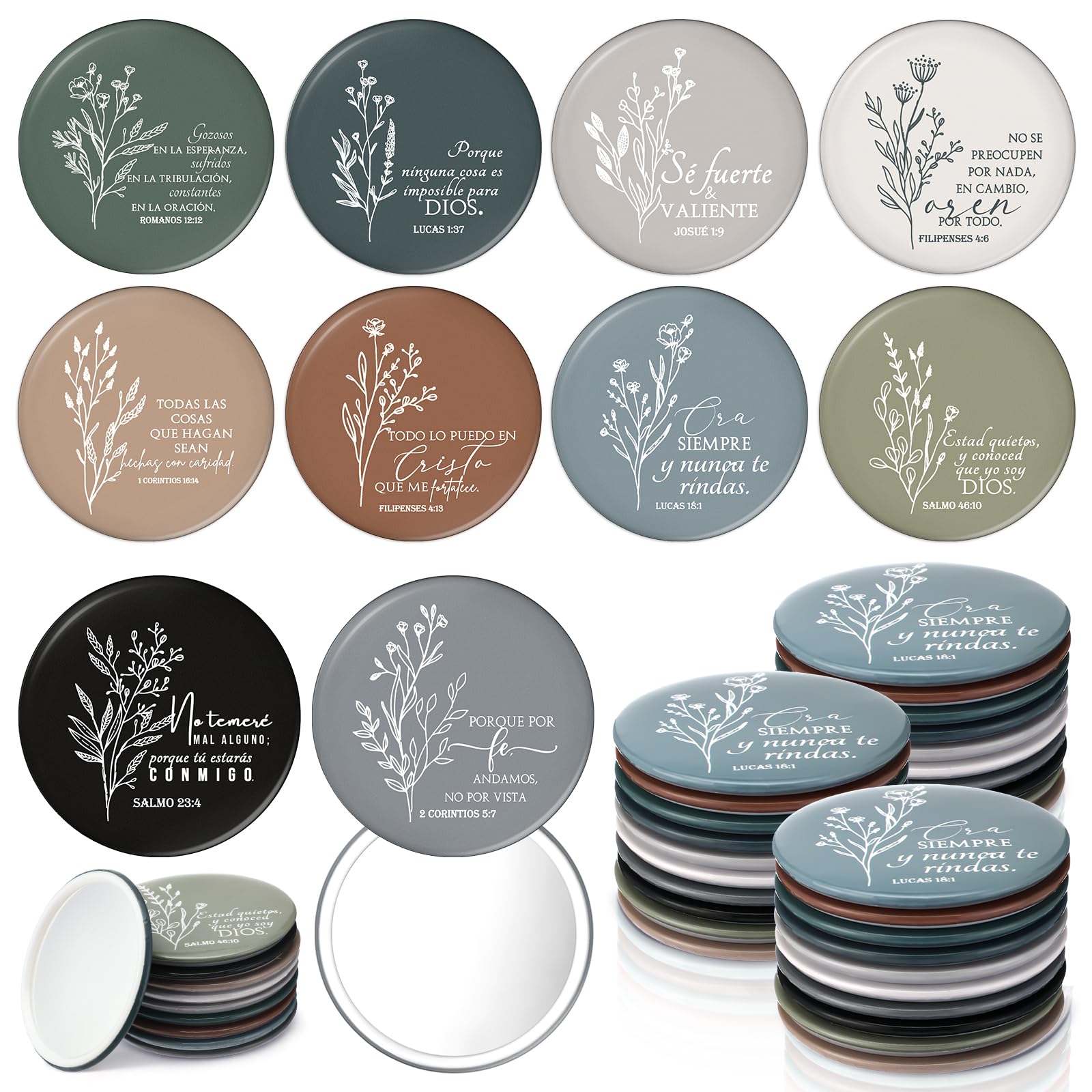 GlikCeil 40 Pcs Christian Compact Mirrors Bulk for Women Mother's Day Inspirational Bible Verse Pocket Mirror Mini Purse Makeup Mirror Christian