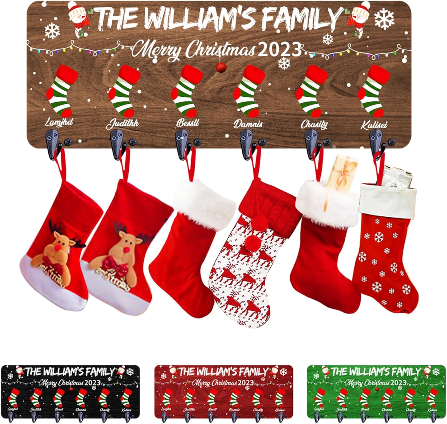 Personalized Christmas Stocking Holder for Wall Merry