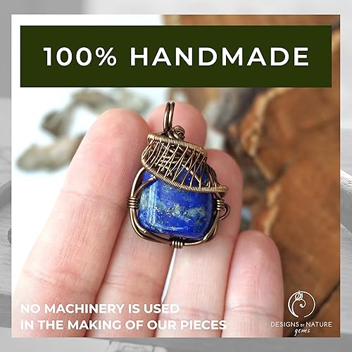 Miniatura 2 de Designs by Nature Gems Handmade Women’s Blue Lapis Lazuli Necklace 24 Inch Chain Antique Bronze, December Birthstone