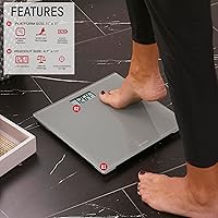 Vista 2 de Taylor Digital Scales for Body Weight, 350 LB Capacity Bathroom Scale, 11.0 x 11.0 Inch Durable Glass Platform, Battery Powered, Easy to Read, Gray