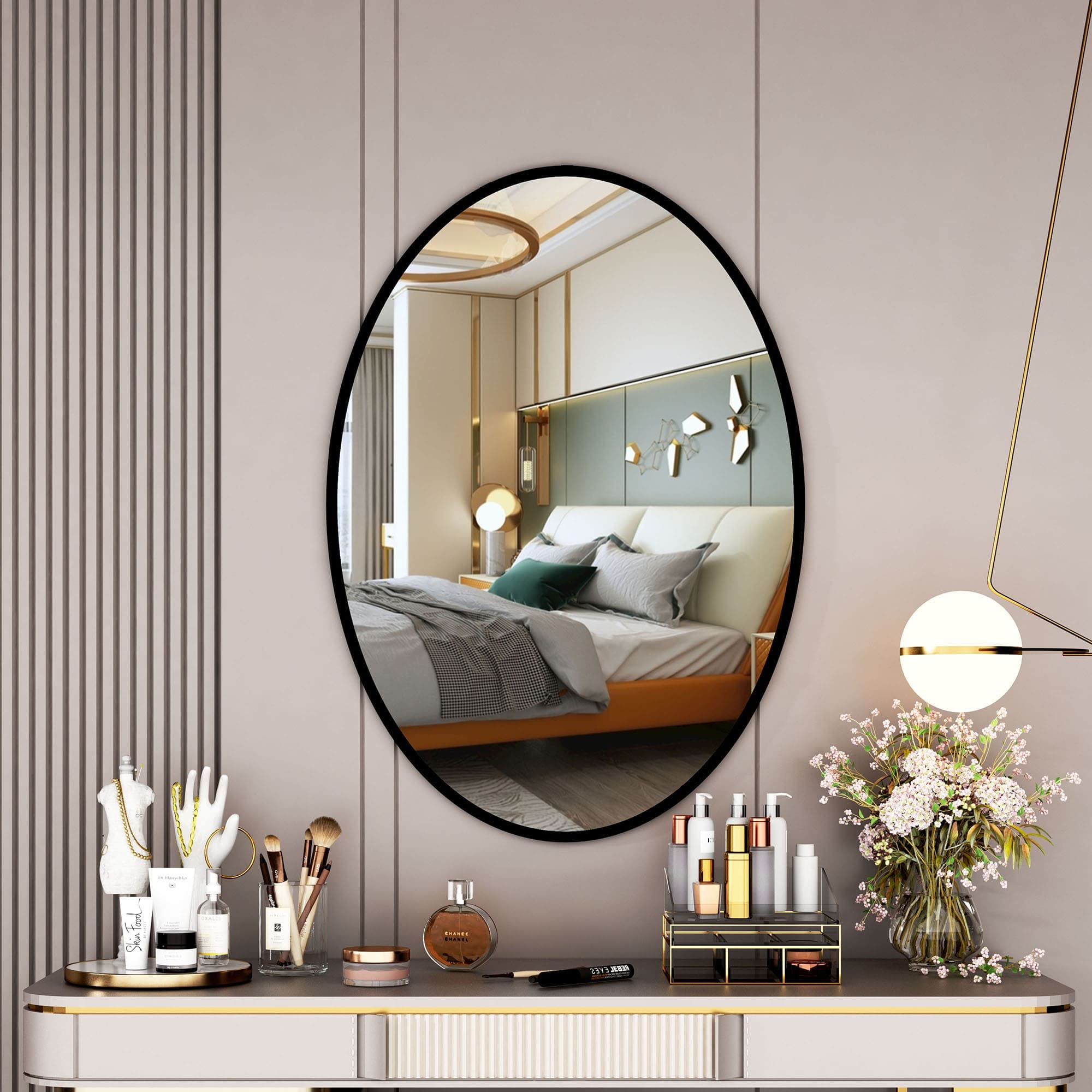PROHOMEWARE Bathroom Mirrors for Wall,20" X 28"Black Bathroom Mirror
