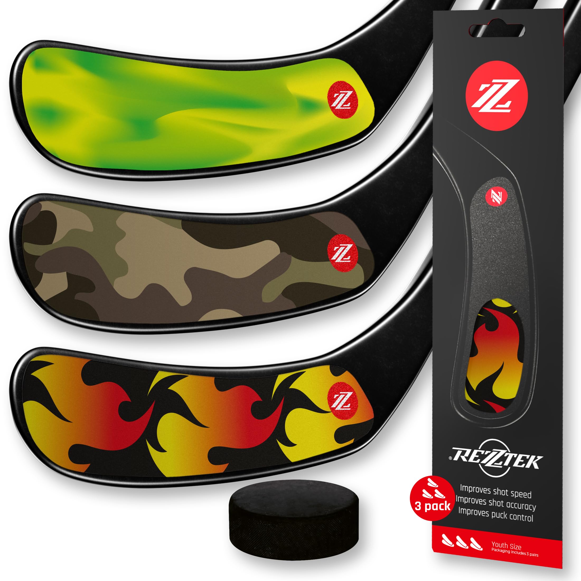 Rezztek Hockey Stick Tape Alternative - Kids (Age 6-10) Hockey Stick Blade Performance Grip - for Ice & Street Hockey Stick Blades - Used by NHL