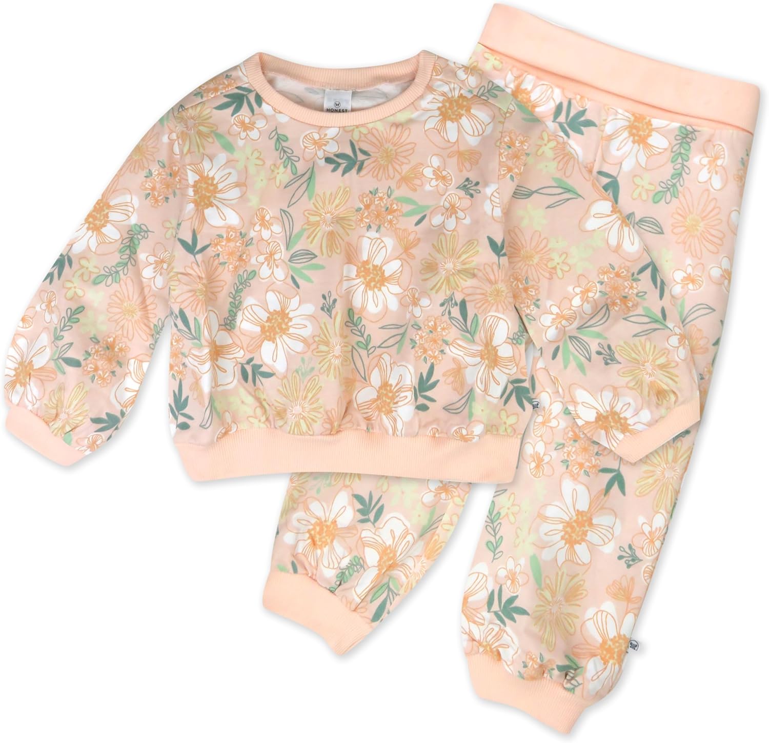HonestBaby Unisex-baby 2-Pack Crewneck Sweatshirt and Sweatpant Set 100% Organic Cotton for Toddler, Baby Boys, Girls