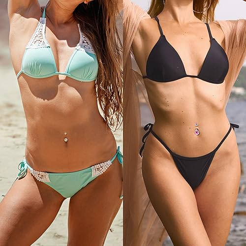 Miniatura 6 de 2 anillos de ombligo de acero quirúrgico de 14G para mujeres y niñas, anillo redondo de ombligo de circonita cúbica, anillos largos para el ombligo,