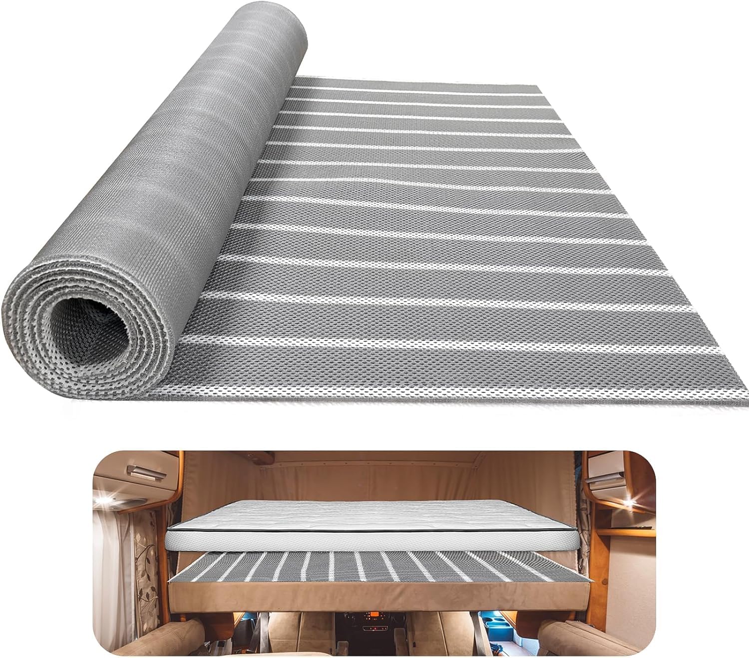 MYOYAY Aire-Flow Mattress Underlay with Breathable Mesh Fiber 3D Air Mesh Fiber RV Under Mattress Ventilation Breathable for RV Bed, Camper, Boat (118.1 * 39.4 in)
