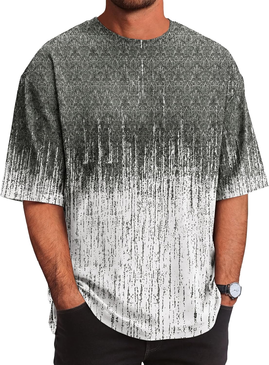 Runcati Mens Casual T-Shirts Short Sleeve Lightweight Oversized Summer Cotton Tee Beach Crew Neck Tops