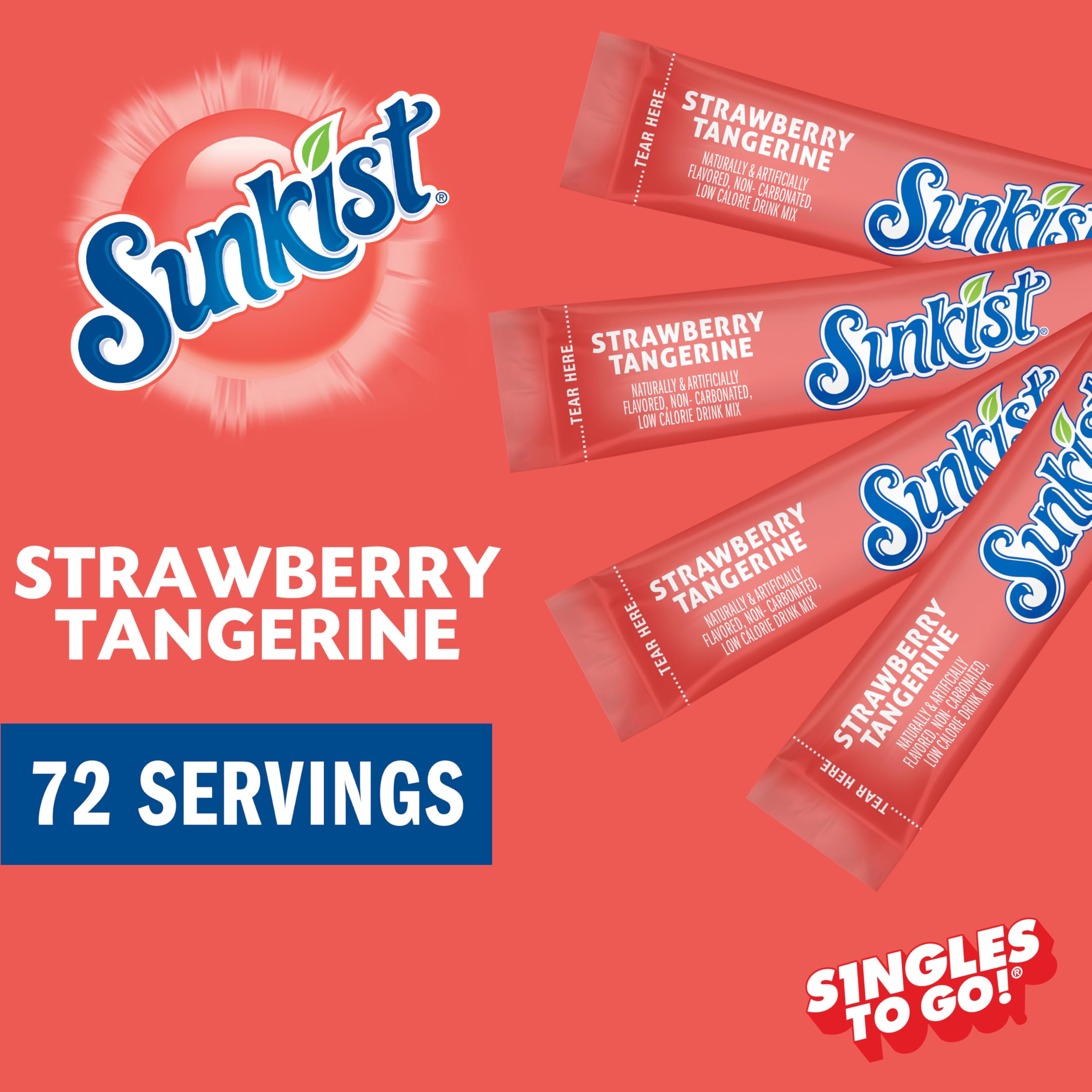 Singles To Go! Sunkist Drink Mix Truskawkowa mandarynka, 72 opakowania