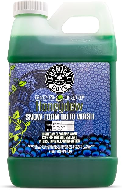 Chemical Guys Car Wash Soap for Foam Cannon or Bucket, Honeydew Snow Foam Car Wash Soap for Trucks, Motorcycles, RVs & More, Super Suds, Honeydew Scent - 64 oz (Half Gallon), 64 Fl Oz (Pack of 1), HONEYDEW