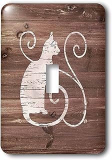 3dRose lsp_261817_1 Distressed White Painted Cat on Brown Weatherboard- Not Real Wood Toggle Switch, Mixed