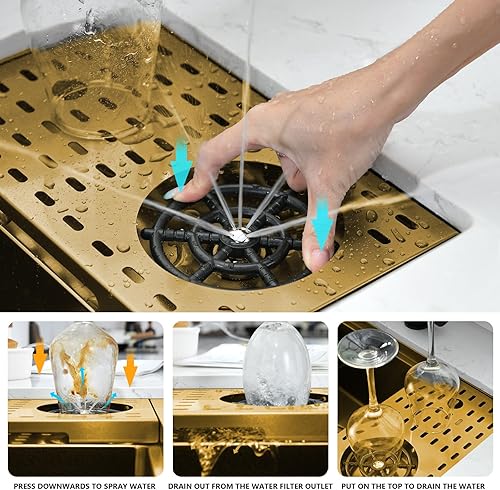 Miniatura 33 de PEPO - Fregadero de cocina de 21 x 18 pulgadas, fregadero de cocina pequeño de acero inoxidable de calibre 16, fregadero de cocina pequeño cuadrado