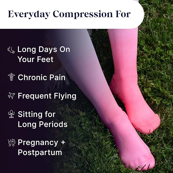 Comrad Nylon Knee High Socks - 15-20mmHg Graduated Compression Socks - Soft & Breathable Support Unisex Socks