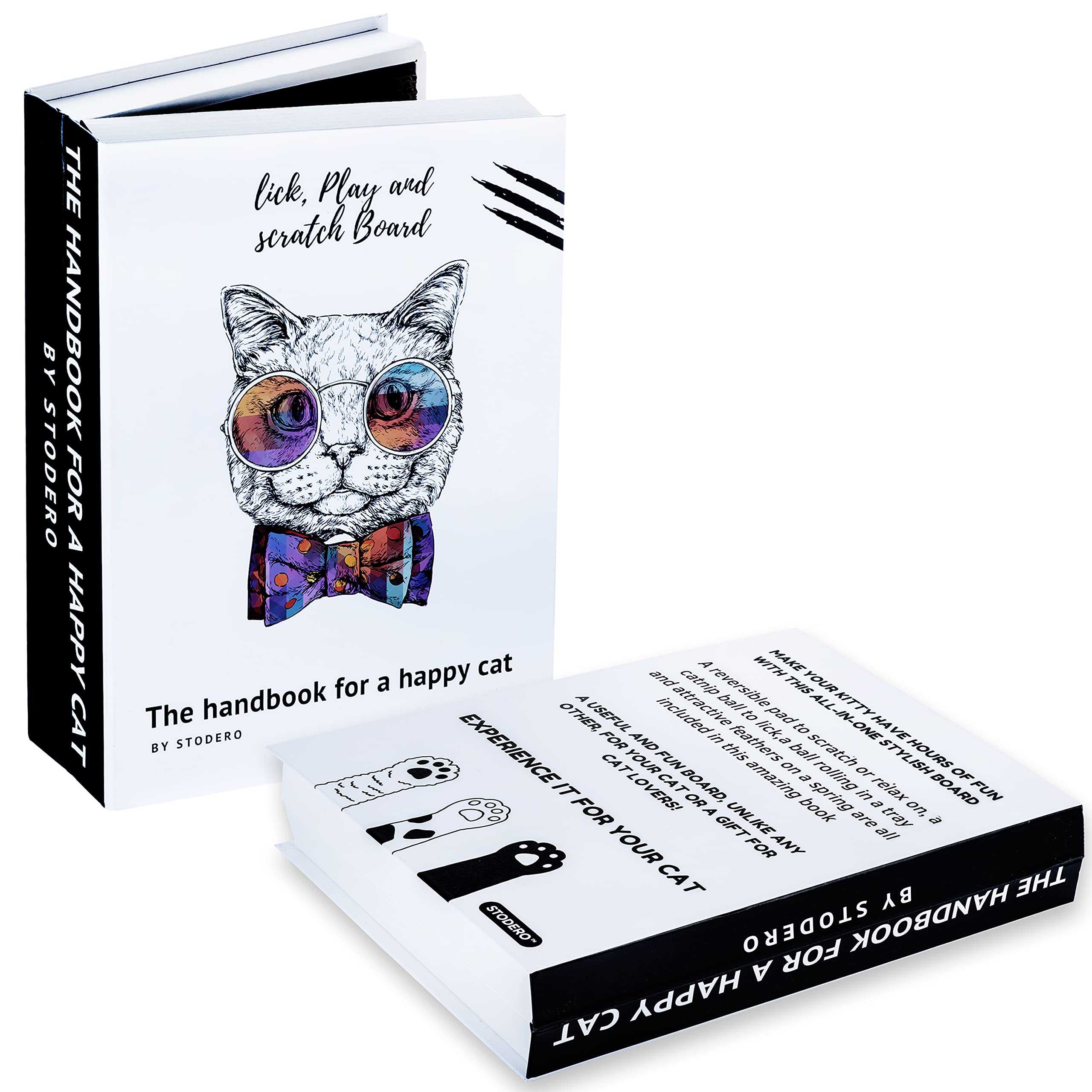 Almohadilla rascadora para gatos todo en uno y área de juego, plegable y fácil de almacenar cartón en forma de libro con 2 piezas reversibles y reemplazables, almohadilla densa para rascar