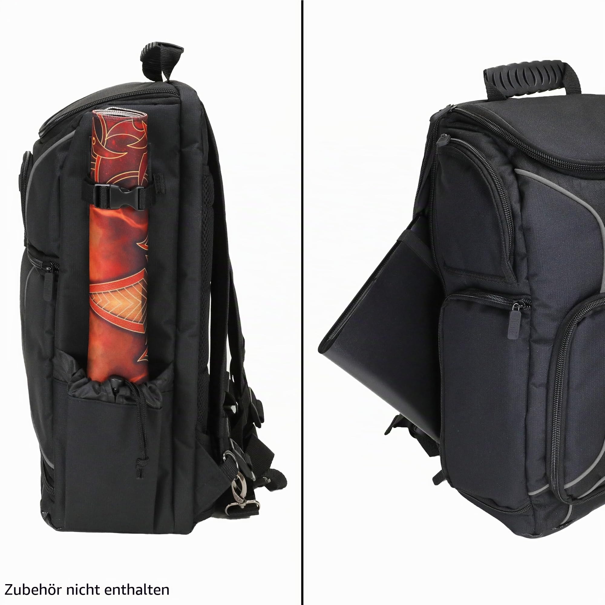 USA Gear MTG-Rucksack, Kompatibel mit Magic The Gathering, MTG-Deck und mehr - TCG-Rucksack Tasche mit Schultergurten, anpassbaren Trennwänden, TCG-Spielmattenhalter, Ordnerfach (Schwarz)
