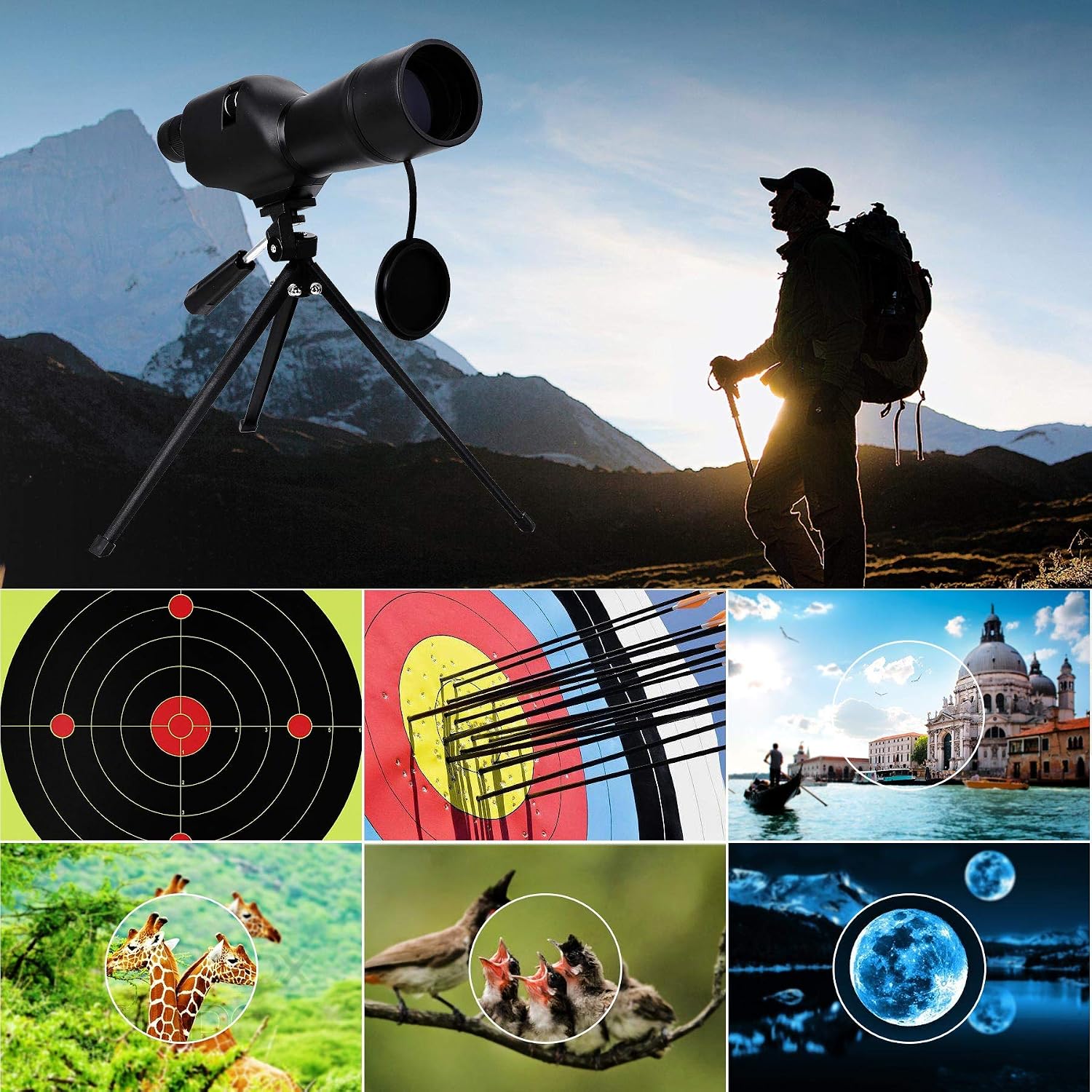 Black Friday - 50% OFF Pinty 20-60x60 Waterproof Straight Spotting Scope with Tripod, Optics Zoom 36-19m/1000m for Target Shooting Bird Watching Hunting W/Phone Holder Super Sale 🛒 Pinty 20-60x60 Waterproof Straight Spotting Scope with Tripod, Optics Zoom 36-19m/1000m for Target Shooting Bird Watching Hunting W/Phone Holder