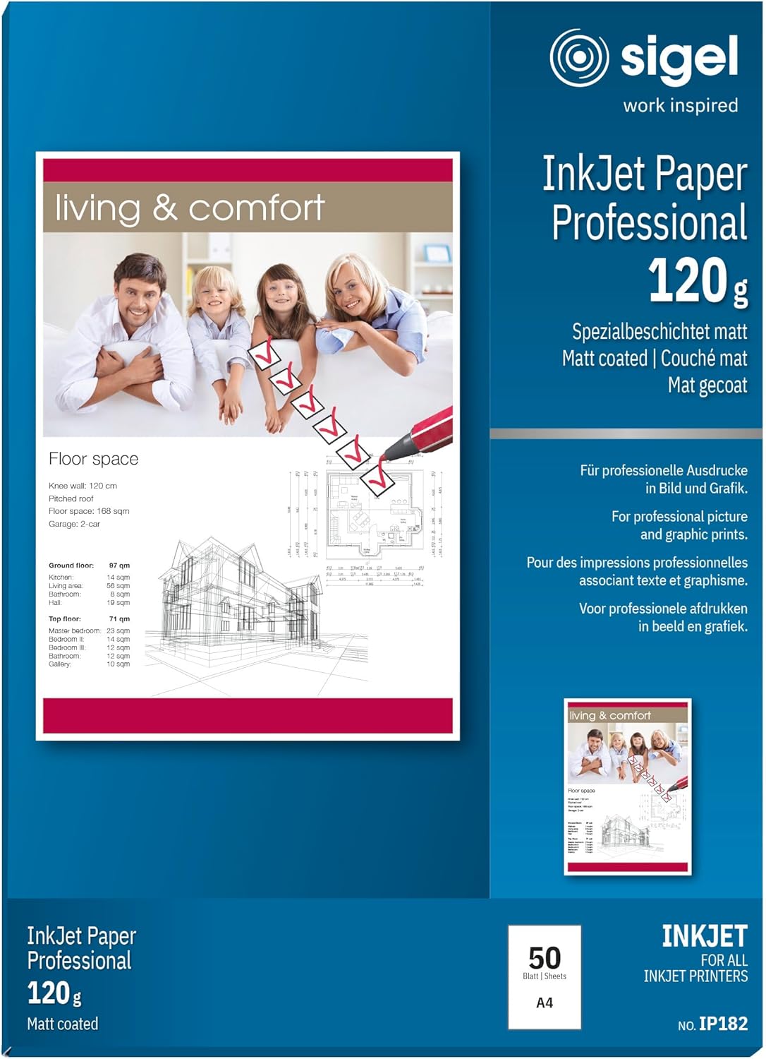 Sigel IP182 InkJet Paper, coated, matt, 81.1 lbs, A4, 50 sheets