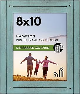 Americanflat 8x10 Rustic Picture Frame in Turquoise Blue with Textured W...