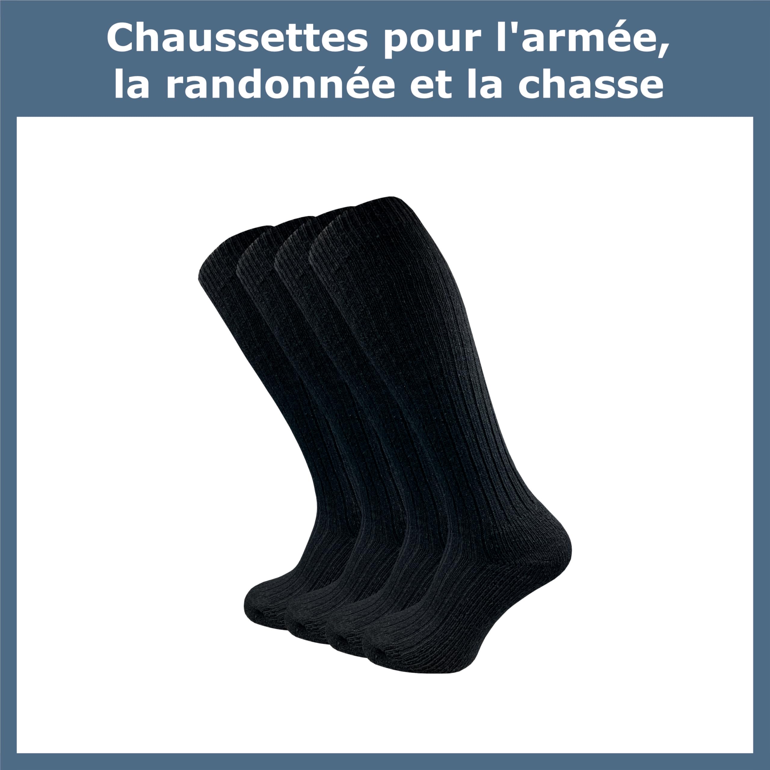 GAWILO Chaussettes norvégiennes hautes homme (4 paires) – Chaussettes chaudes – Longues & noires