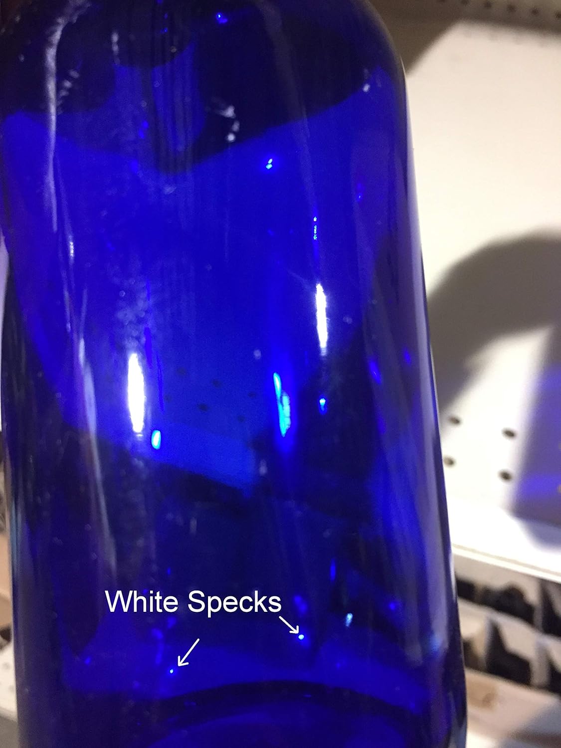 Imperfect Cobalt Blue Soap Dispenser with Stainless Metal Pump and Non Slip Coaster - Blue 16 ounce Glass Lotion Bottle - Image 6