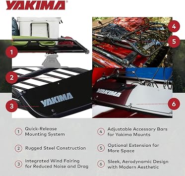 Yakima OffGrid Cargo Basket Steel Rooftop Carrier, Medium Size - Vehicle Roof Rack with Fairing, Quick Release Mount, and Universal Fit for Cars, SUVs, and Trucks