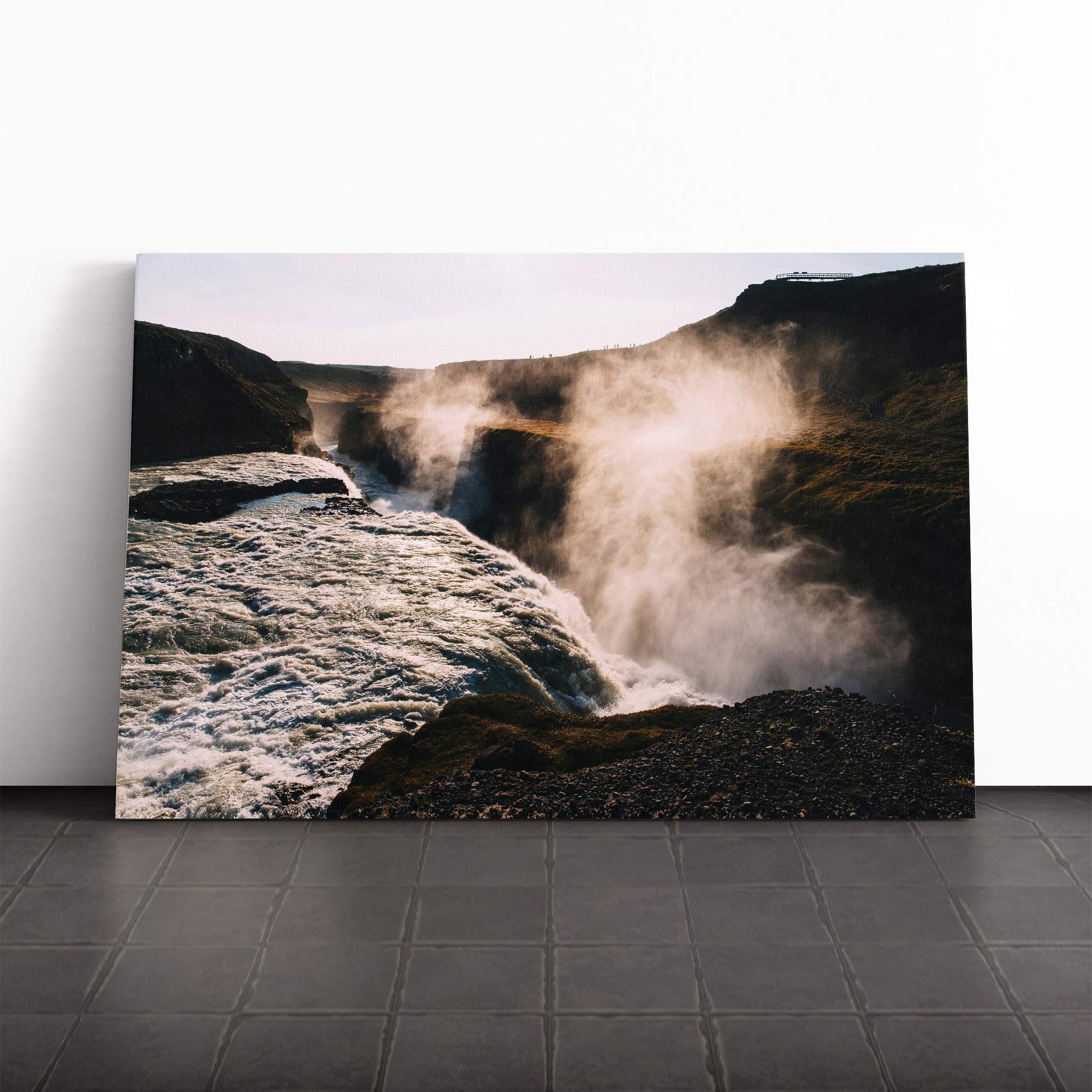 Landscape Waterfall Canvas Print | Gallery Wrapped 30mm Frame Wall Art | 20x14 inches | Ready to Hang | Modern Landscape Picture | Living Room Bedroom Lounge Office