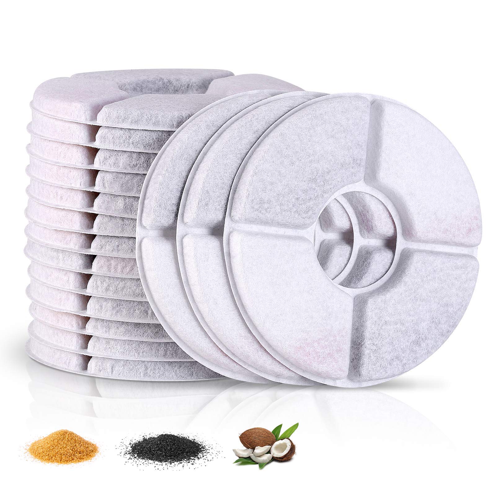 Cat Fountain Filter Replacement, 4, 8, 16 Pack Triple High-Efficiency Filtration System, Cat Water Fountain Filter Replacement with Activated Carbon and Ion Exchange Resin for Automatic Cat Fountain