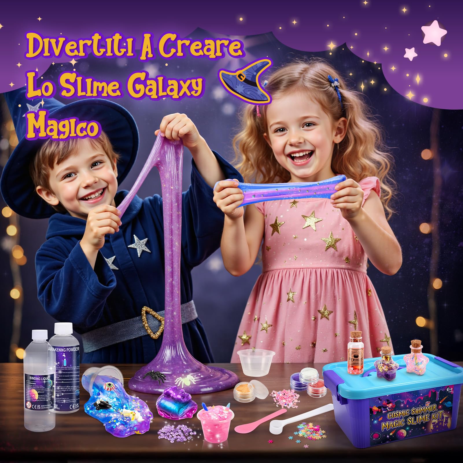 Hapikids Slime Kit Lavoretti Creativi per Bambini, Giochi Bambina 6 7 8 9 10 11 12 Anni Femmina Slime per Bambini Regalo Bimba 6-12 Anni Galaxy Slime Fluffy Pozioni Magiche Bambina Giocattoli