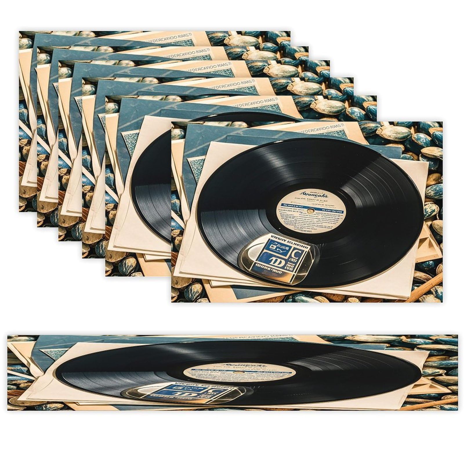 Vintage Vinyl Record Table Runner and Placemats Set of 6 Heat Resistant Table Runner Place Mats Modern Cloth Table Mat Washable Linen Placemat Festive Reusable Set