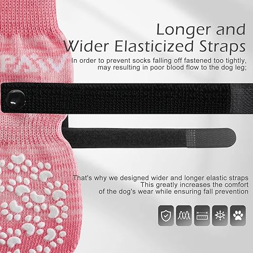 Miniatura 5 de EXPAWLORER Calcetines antideslizantes para perros de todos los tamaños y edades, evitan que se laman las patas, para pavimento calientefrío, control