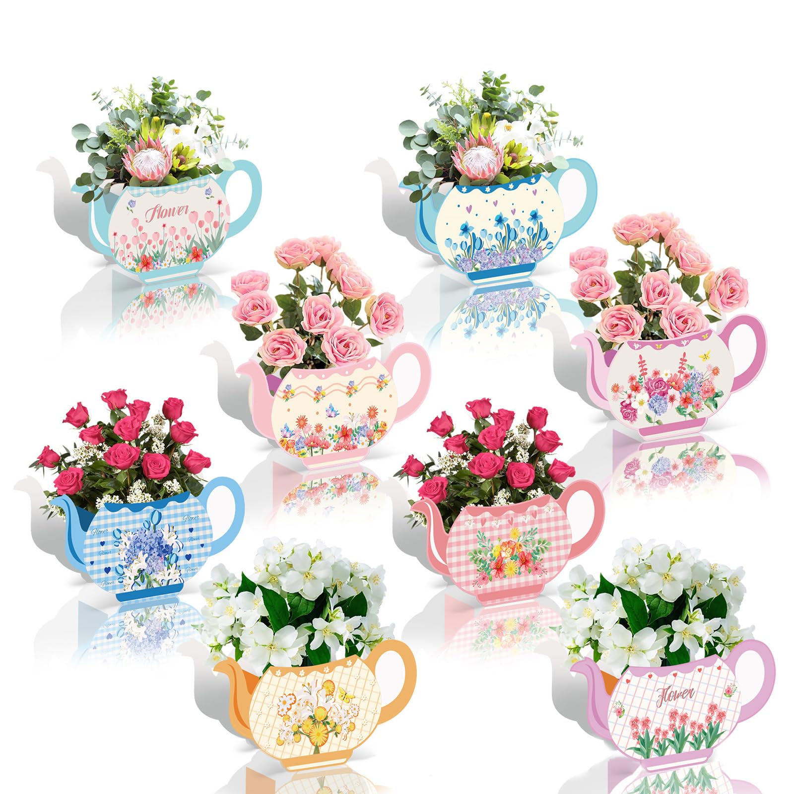 12pcs Tea Party Decorations,Flower Boxes Centerpiece Princess Centerpieces for Tables Teapot Vase Table Decor for Floral Tea Themed Birthday Party