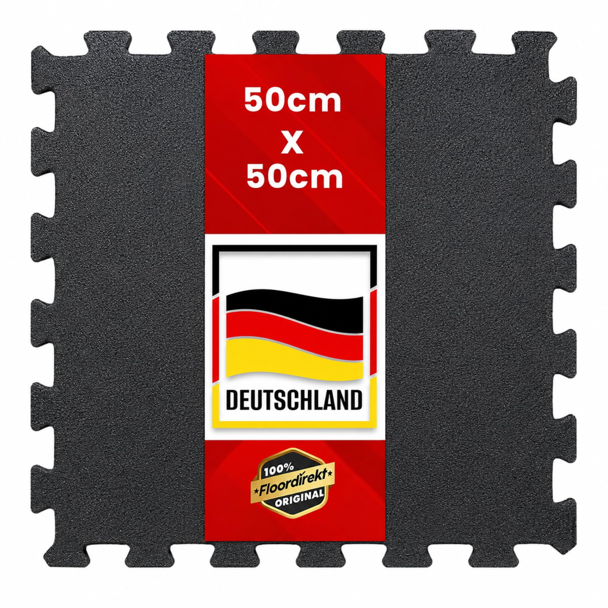 Floordirekt Universal Protection Mat, Fall Protection Mat, 50 x 50 x 1.2 cm, Black, Weatherproof Floor Protection Mat, Rubber Mat