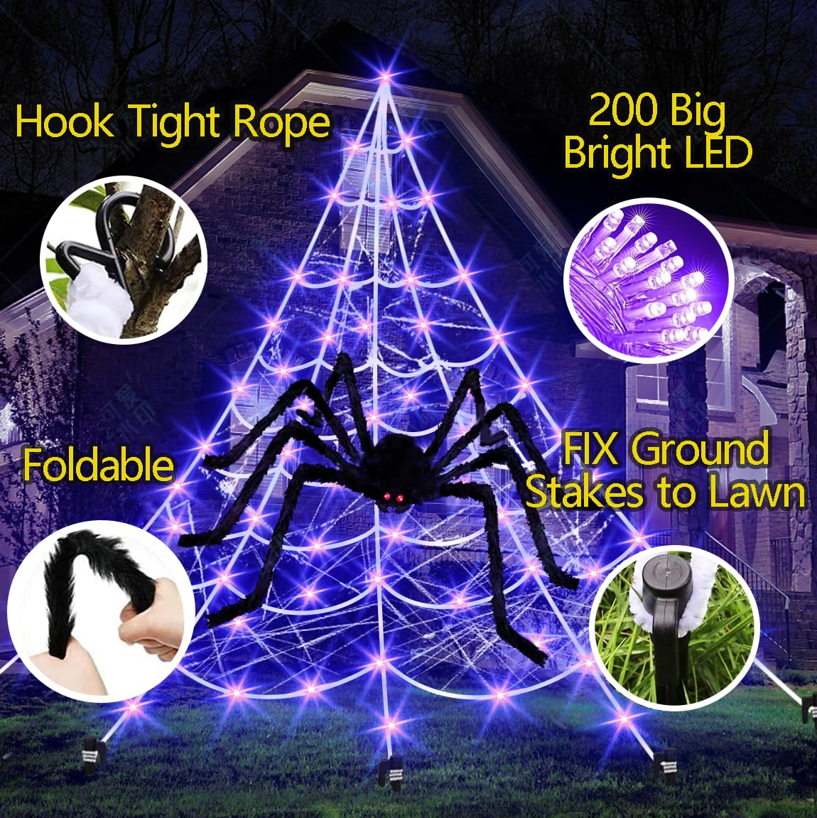 Spider Webs Halloween Decorations Outdoor,19 * 23FT Spider Webs 4.3FT