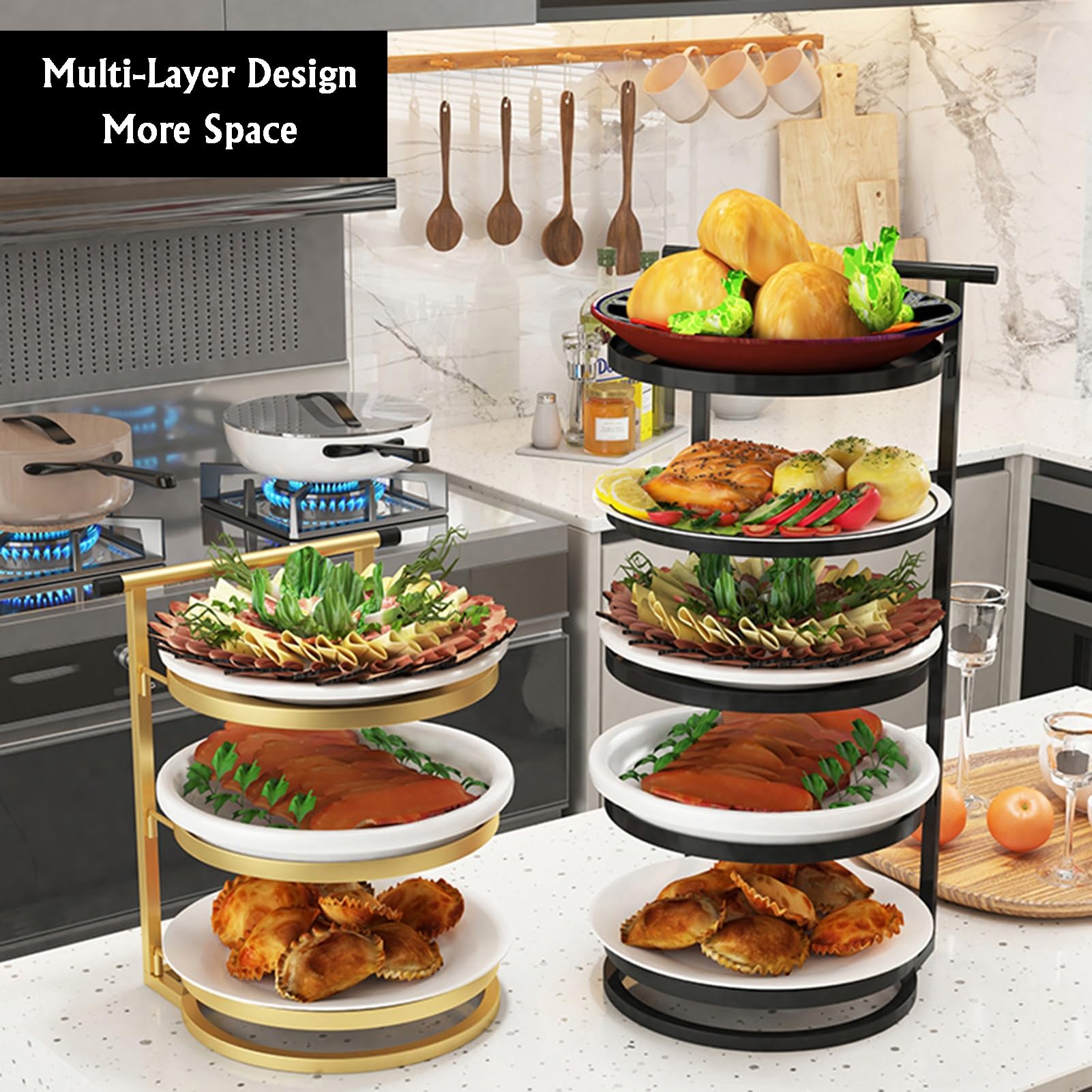Estante De Almacenamiento De Alimentos De Varios Niveles, Bandeja De Clasificación De Alimentos De Pared(White,5 Tier)