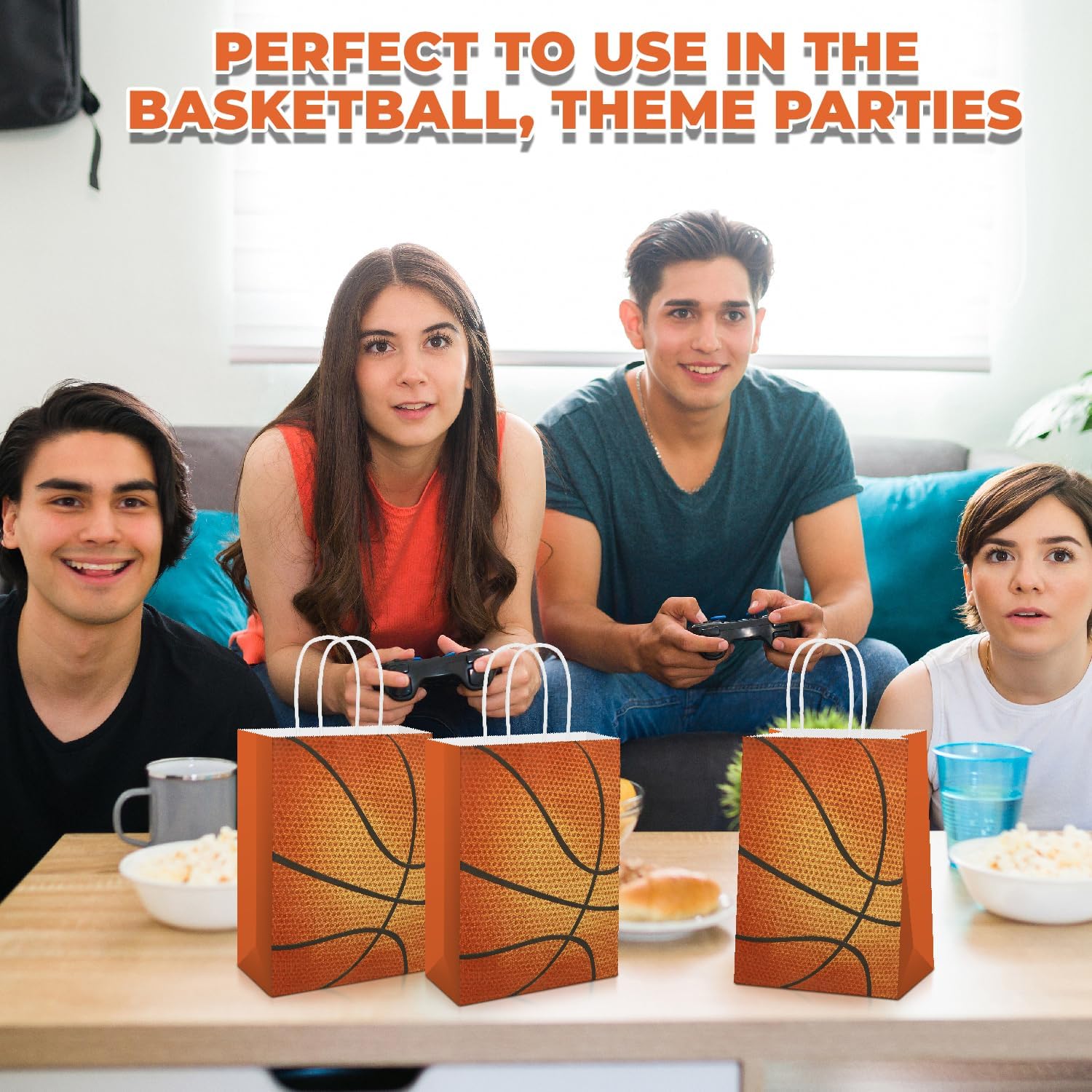 Hikio 30 PCS Basketball Gift Paper Bags Basketball Favor Bags with Handles Party Decorations for Basketball Theme Party Birthday Baby Shower - Image 6