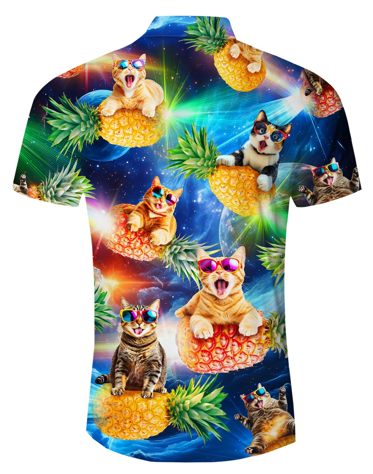 ALISISTER Mens Hawaiian Shirt 3D Print Casual Button Down Ugly Shirts Beach Holiday Aloha Short Sleeve Shirt — view 2