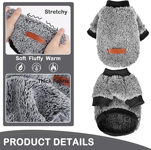 Miniatura 3 de Suéteres para perros pequeños, hembra, perro macho, suéter para perro pequeño, suéter de forro polar suave, ropa de invierno para perros pequeños,
