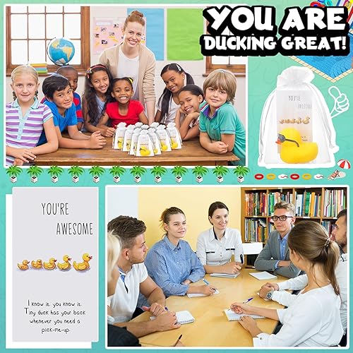 Miniatura 6 de Deekin 20 juegos de regalo de agradecimiento a los empleados a granel para compañeros de trabajo inspiradores mini patos de goma motivacionales