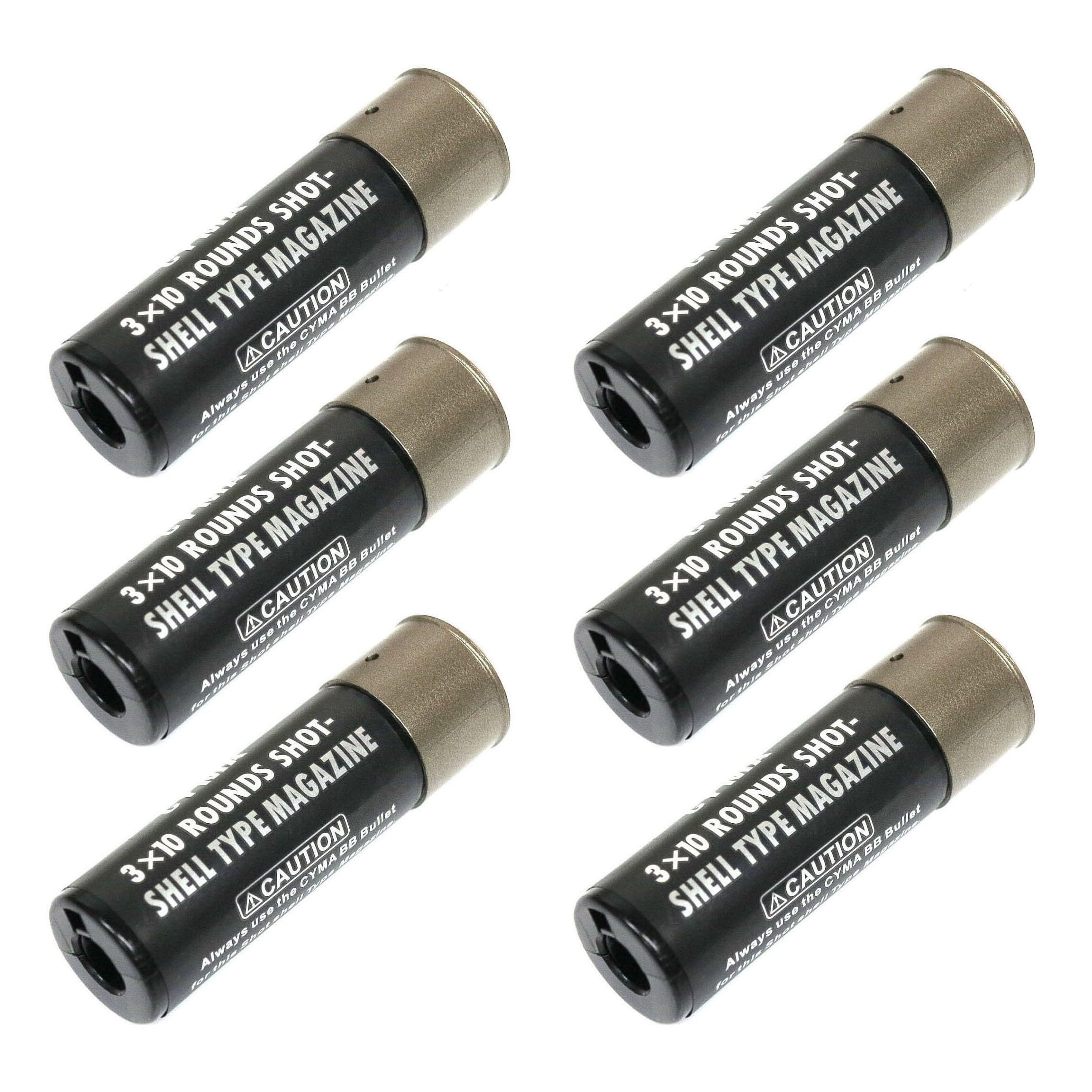 CYMA 6pcs Pack 30rd Shotgun Shell for CYMA, Tokyo Marui, Double Eagle M870 Airsoft Shotgun (Black)