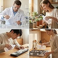 Vista 8 de 2 botellas de plástico blanco translúcido de 16.9 fl oz de 17.6 onzas líquidas con recipiente de medición graduado, boquilla de punta curvada