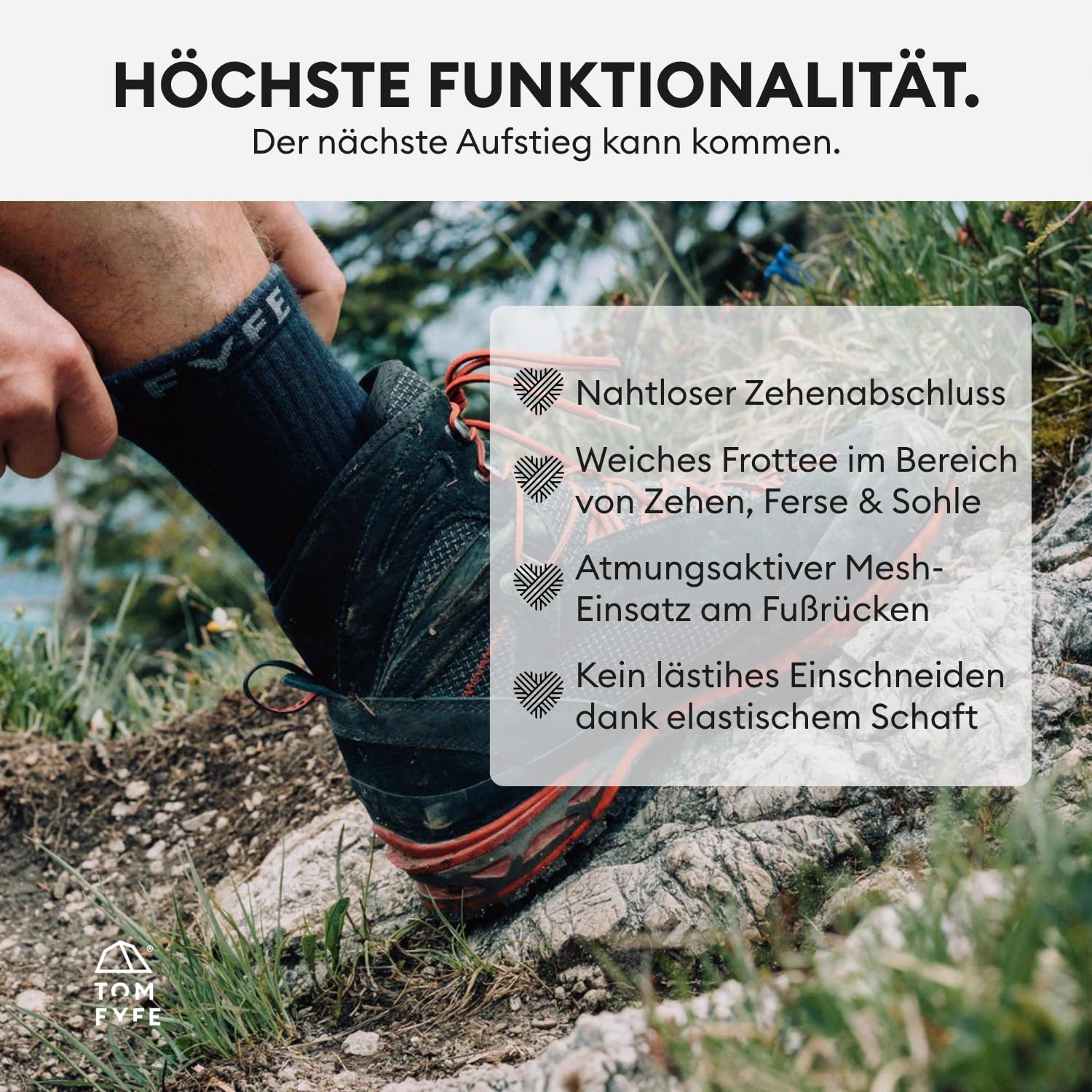 Premium Merino Wandersocken - Unisex - OEKO-TEX® - Atmungsaktive Trekkingsocken aus Merinowolle - geruchshemmend & feuchtigkeitsregulierend – Made in Europe