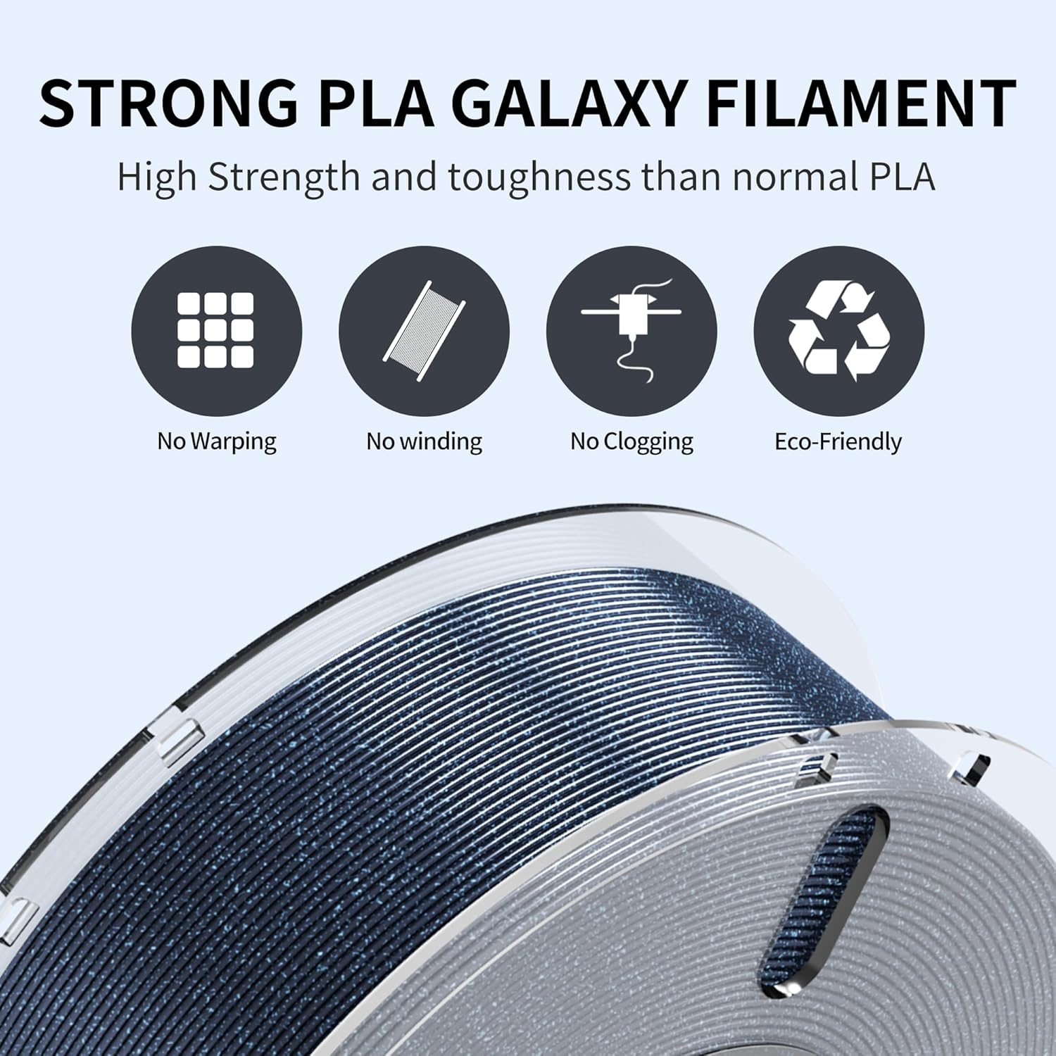 RAMBERY 3D Printer Filament 1.75mm Galaxy Blue Silk PLA Filament Sparkle Deep Blue Shiny 3D Printing Filament for Most FDM 3D Printer, 1kg(2.2lb) - Image 2