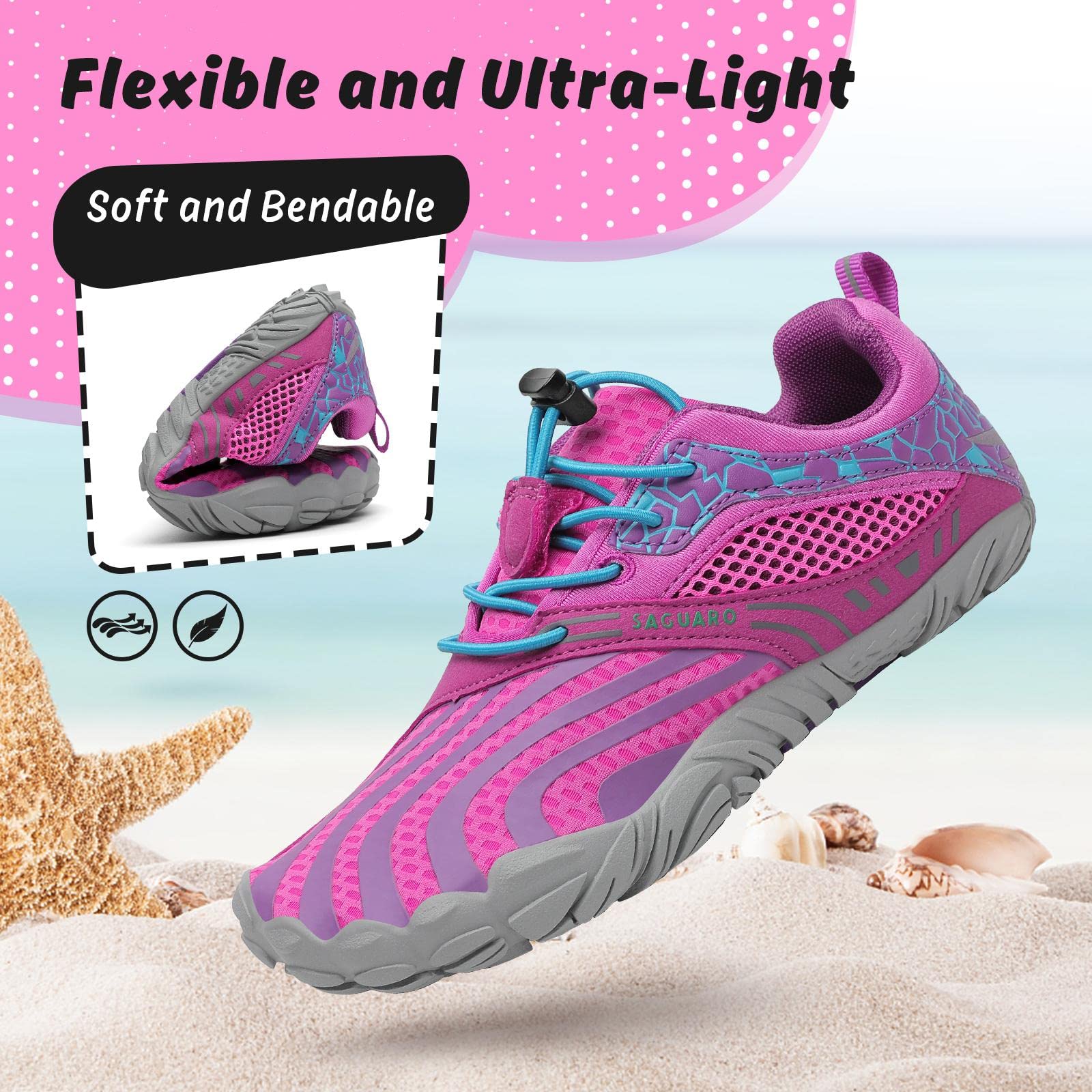 SAGUARO Niños Calzado Descalzos Zapatillas de Trail Niñas Transpirables Minimalistas Zapatillas de Deporte, 24-36 EU — view 17