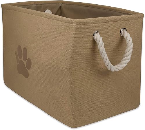 Miniatura 9 de Bone Dry DII - Cubo de almacenamiento para juguetes y accesorios para mascotas, Rectangle, Estampado de huellas de color gris.