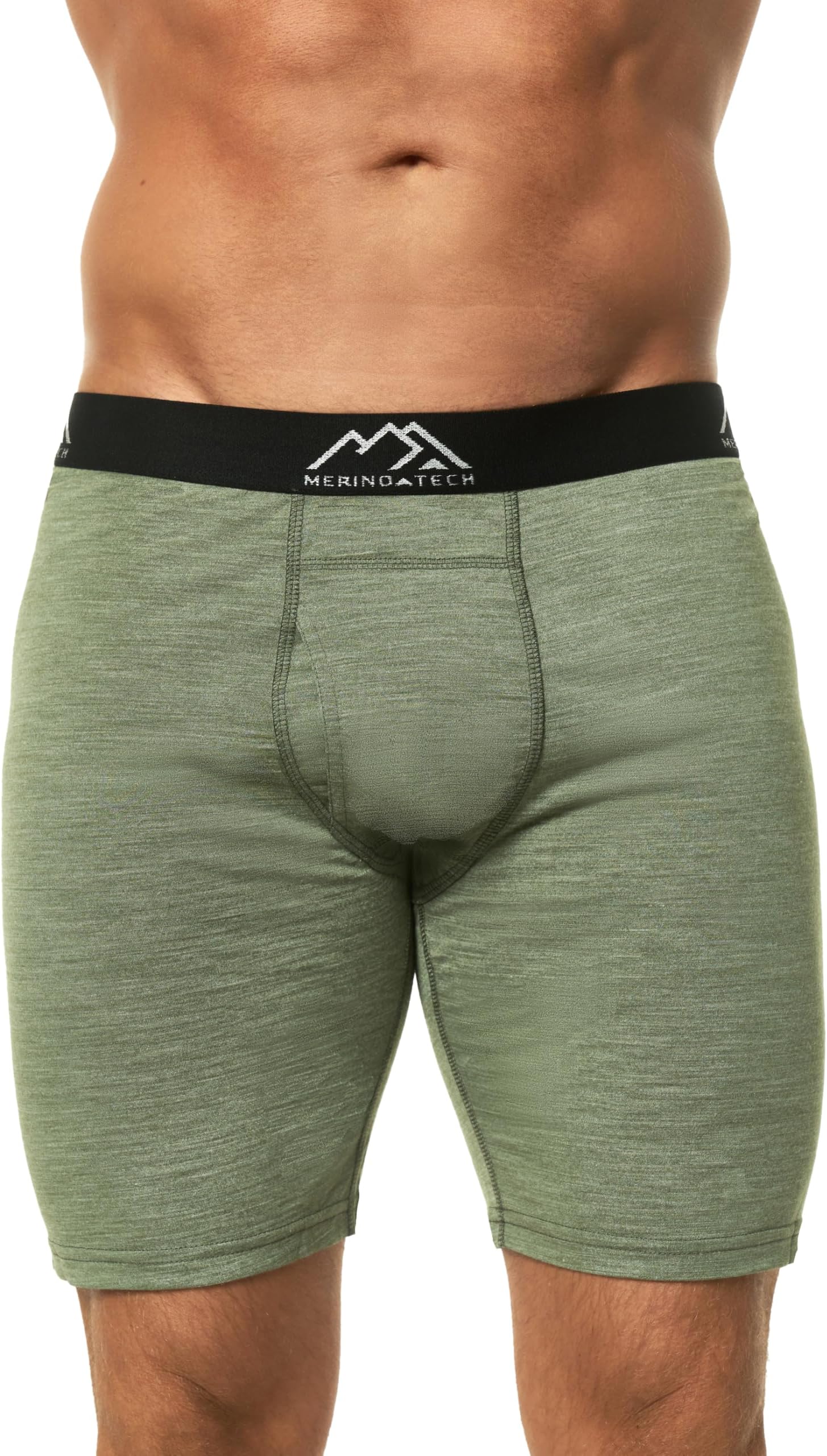 Merino Wool Boxer Briefs Breathable Dry Fit (Heather Olive 1 Pack, Small)