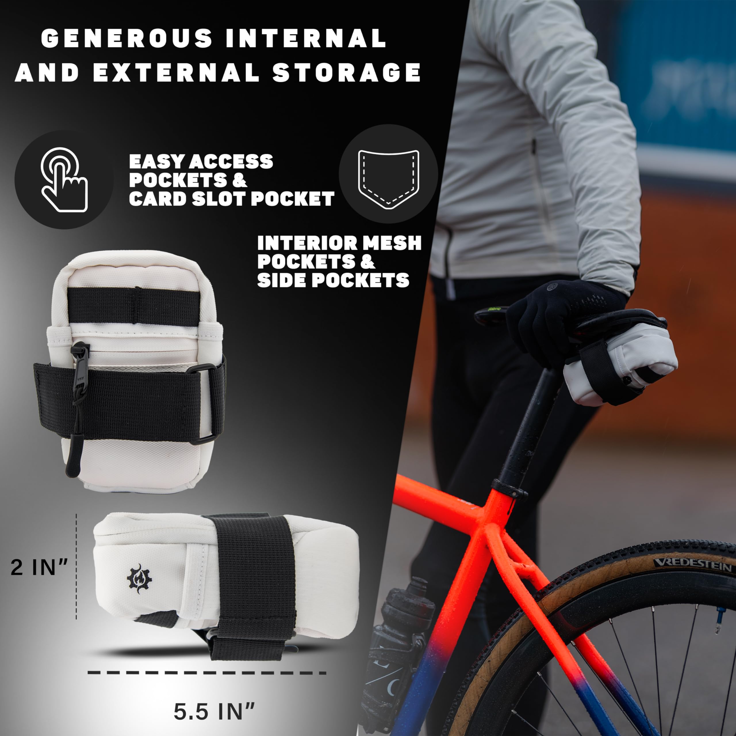 Lumiere & Co. Medium Bike Saddle Bag - 0.5L, White - Image 2