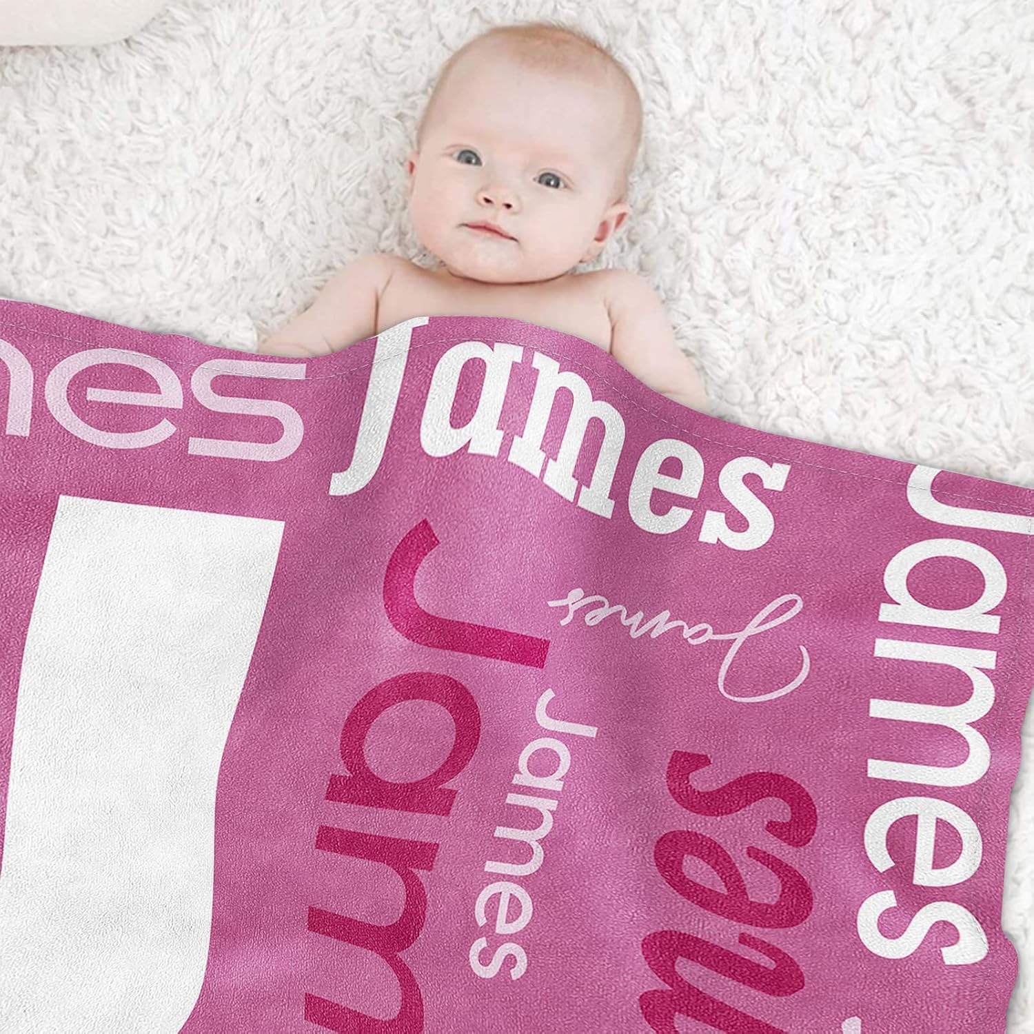 Personalized Name Blanket for Kids, Custom Baby Name Super Soft Blankets for Boys Girls, Name Monogrammed Throws Blanket for Newborn New Mom Personalized Gift Idea Nap Blanket for Toddlers Baptism